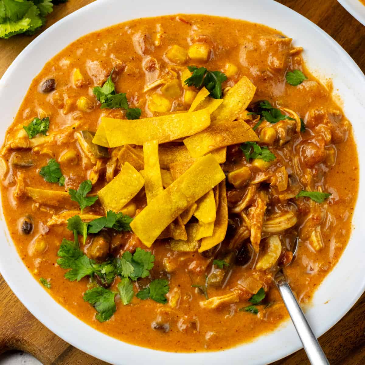 Creamy Slow Cooker Chicken Tortilla Soup with Kale for Chilly Days